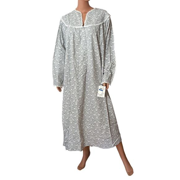 NWT Lanz of Salzburg Gray & White Flannel Deer Enchanted Forest Nightgown Sz XL - Picture 1 of 4